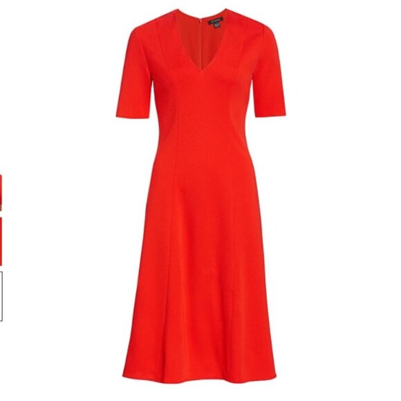 St. John Milano Knit Midi Dress GERANIUM 4 - Picture 2 of 6